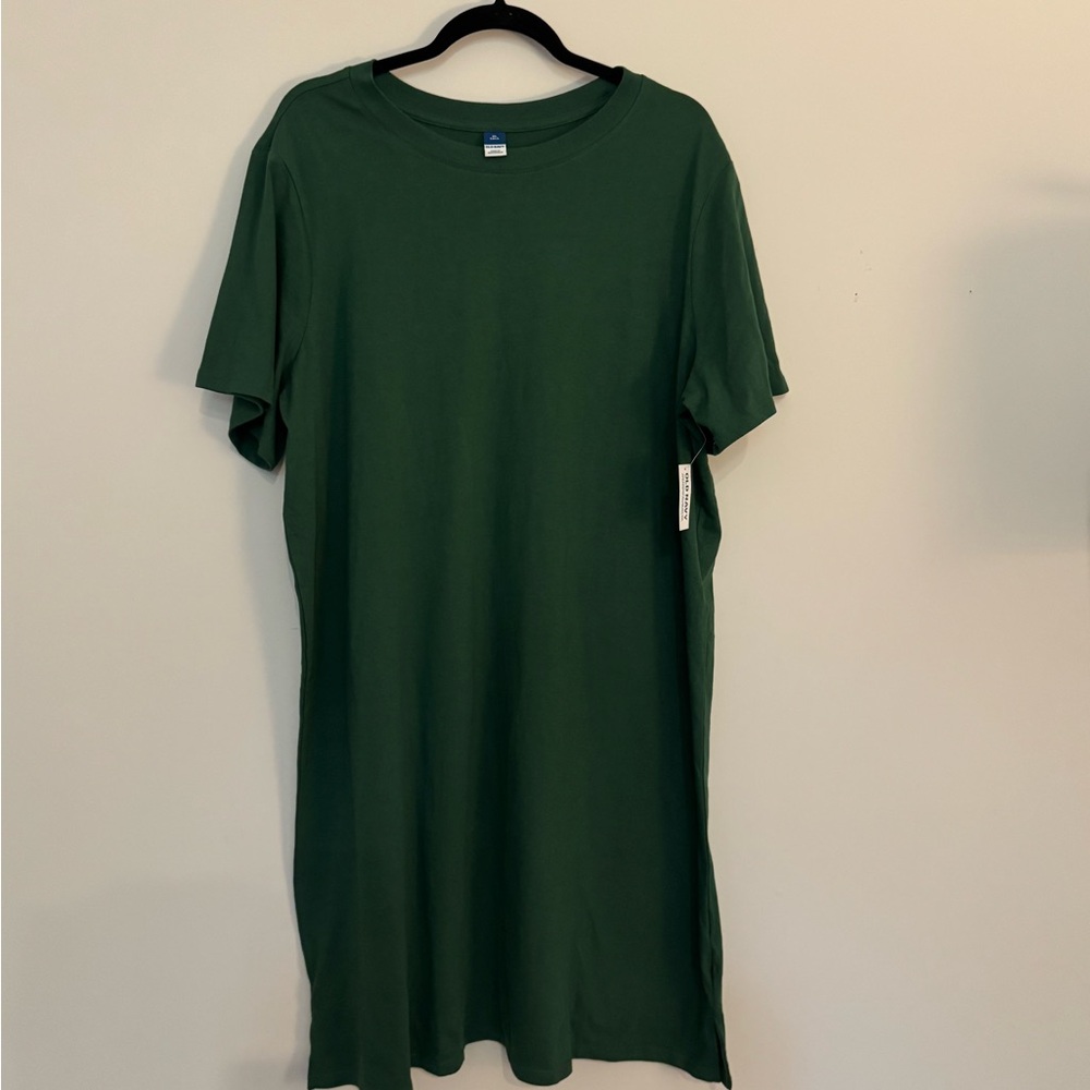 Old Navy Green Casual Short Sleeve Crew Neck Mini Dress